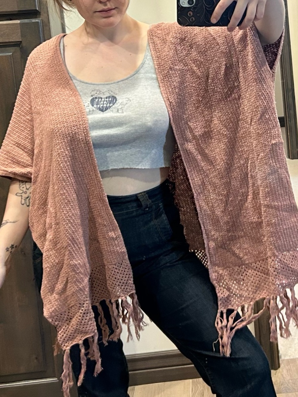 rue 21 boho cardigan with tassels dusty rose medium
